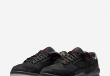 Who Decides War x Jordan Flight Court WMNS „Black Varsity Red“