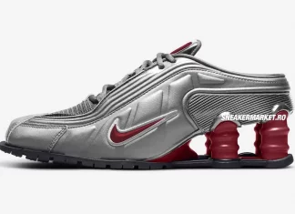 Martine Rose x Nike Shox MR4 „Metallic Platinum Red“