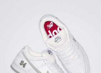 Supreme x Nike SB Dunk Low „White Metallic Silver“