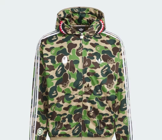 BAPE x Adidas Track Shark Hoodie „Green Camo“