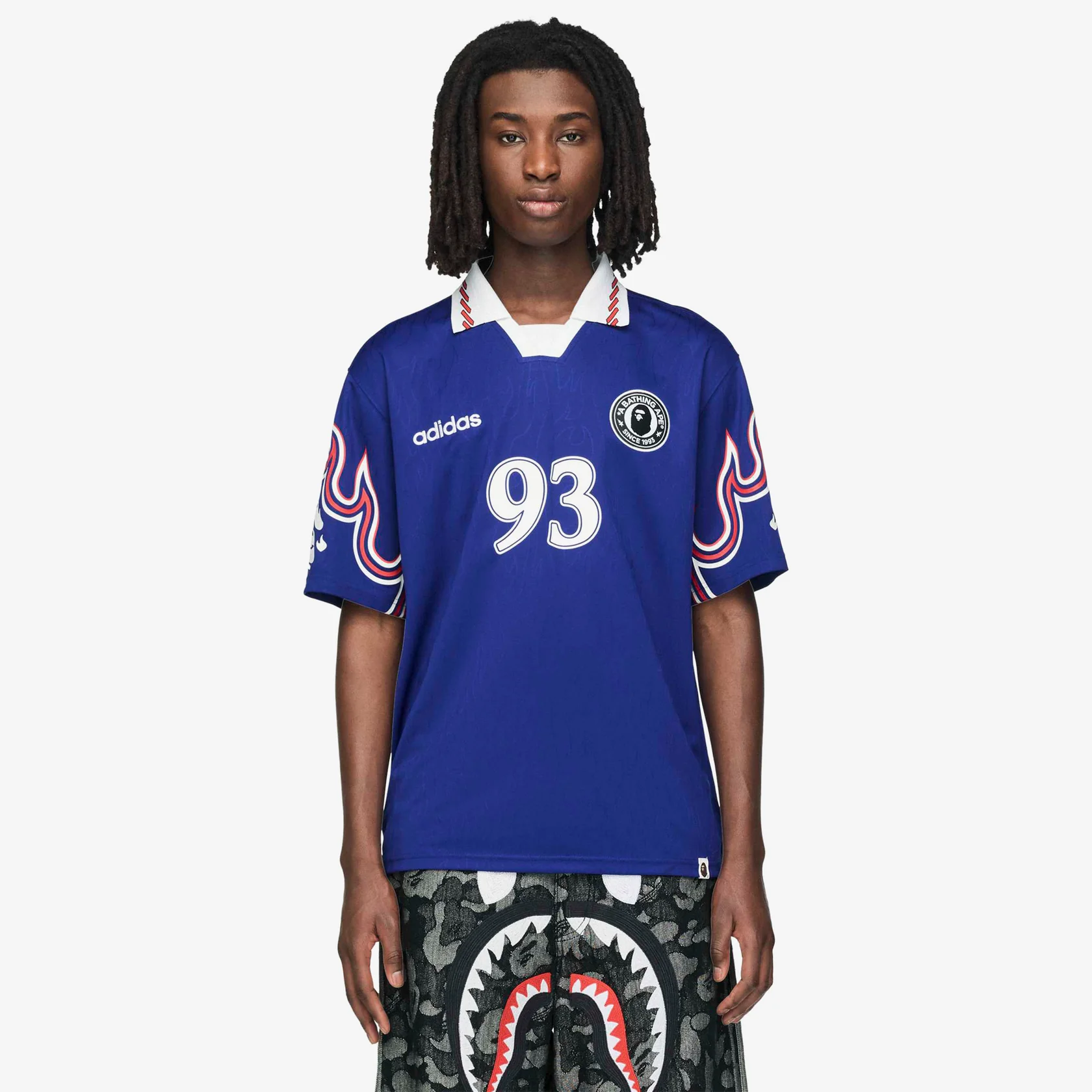 BAPE x Adidas Flame Short Sleeve Jersey "Blue" KF4914 03