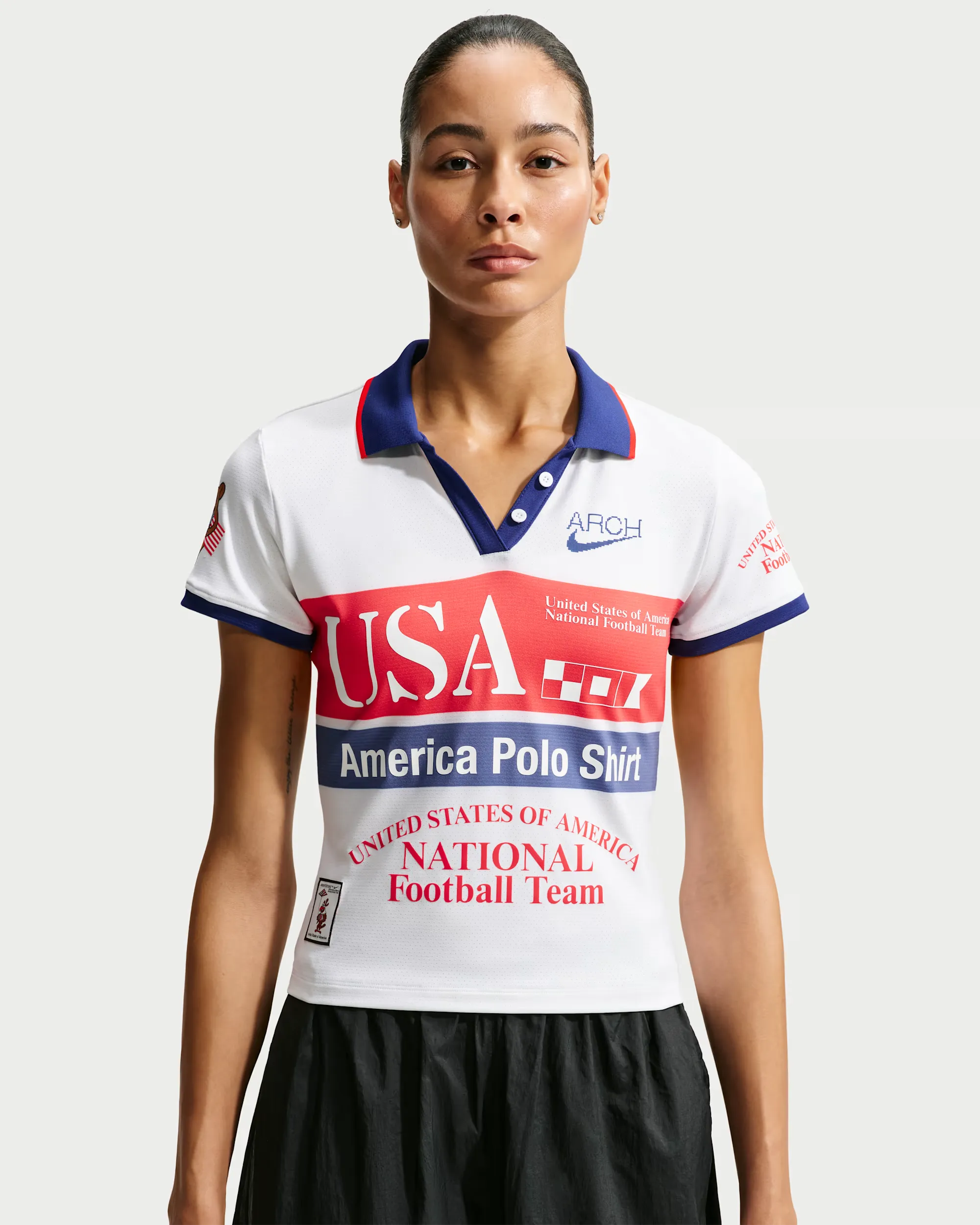 Virgil Abloh Archive x USA x Nike Kollektion 000000 VAA x Nike America Polo Shirt WMNS Usa White IM3986 100 img0 1000x1000 1